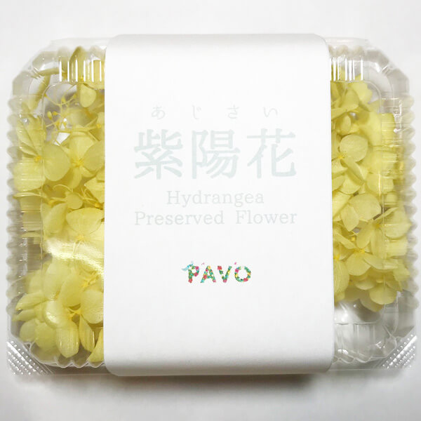 あじさい ブリザーブドフラワー イエロー 黄色 ハーバリウムに最適 15×12×6㎝ 約５g