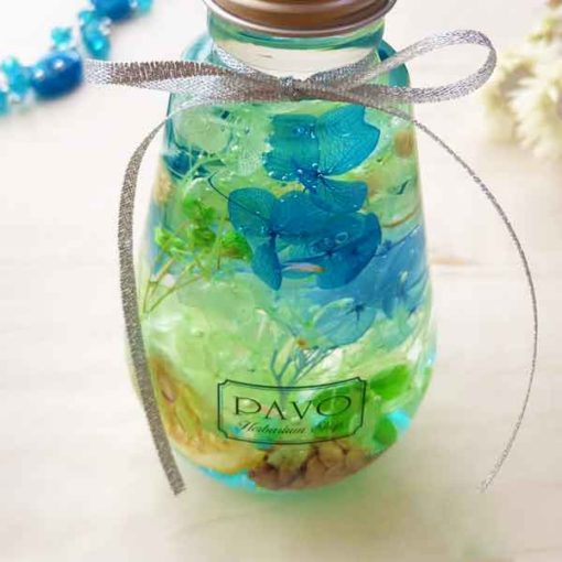 ハーバリウム [Frutas] お祝いや内祝いに ブルー × グリーン 青色 × 緑色 電球型ガラス瓶ボトル