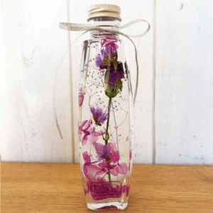 ハーバリウム 古希祝い 長寿 プレゼント 紫 パープル 楕円型ガラス瓶