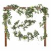 ユーカリ ガーランド 人工観葉植物 造花 アーティフィシャルフラワー フェイクグリーン 壁掛け ハンギング バラ 薔薇