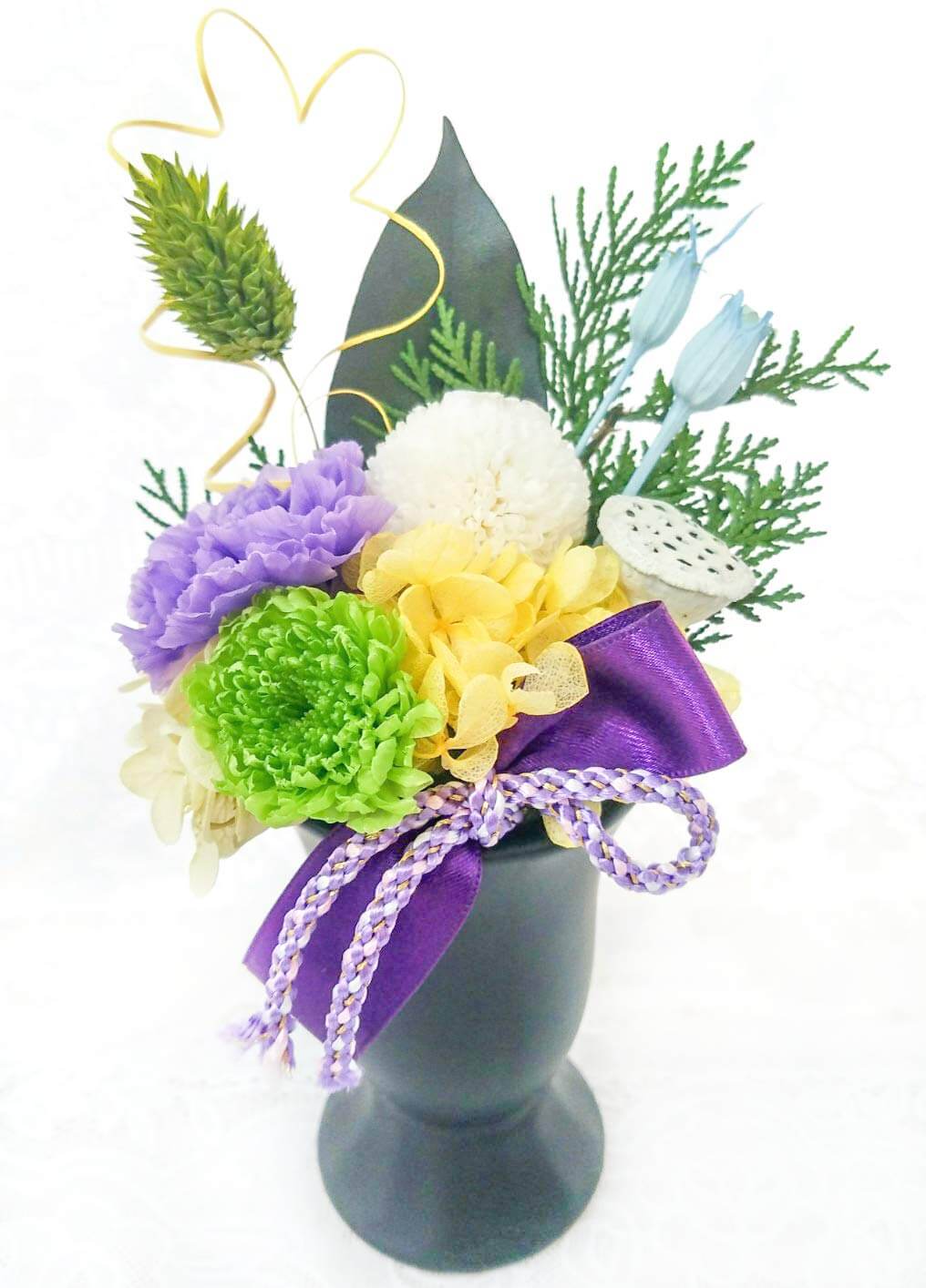 71%2BhCfpMi0L 萌木 お供え花 プリザ-ブドフラワー 仏花 お彼岸 仏壇 四十九日 法事 お盆 一周忌 月命日 お悔やみ お供え