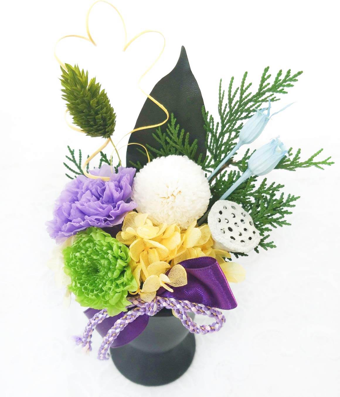 71BZeVaki-L 萌木 お供え花 プリザ-ブドフラワー 仏花 お彼岸 仏壇 四十九日 法事 お盆 一周忌 月命日 お悔やみ お供え