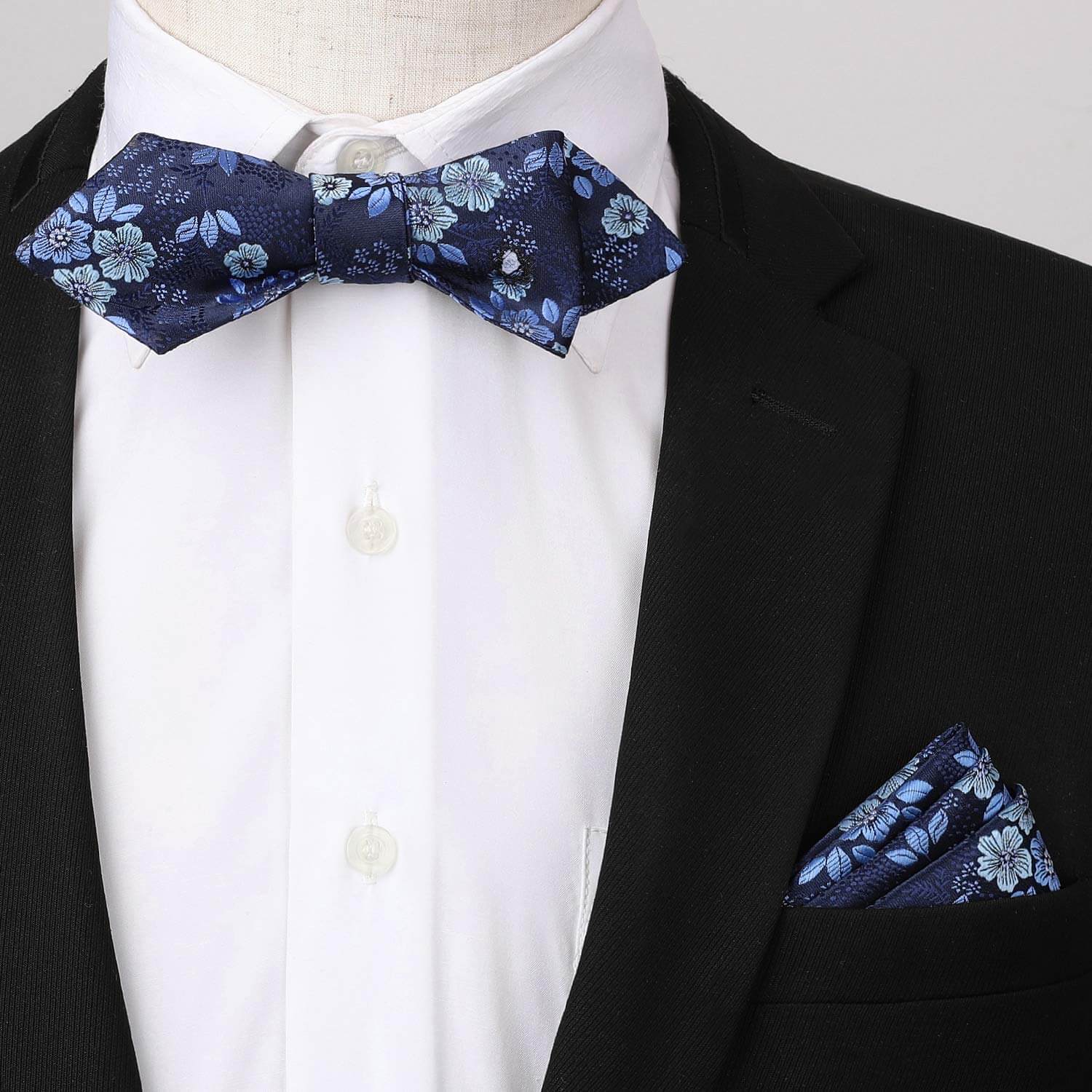 71jTU7ExlNL 花がら 花柄 蝶ネクタイ メンズ 結婚式 チーフ セット シルク プレゼント ギフト