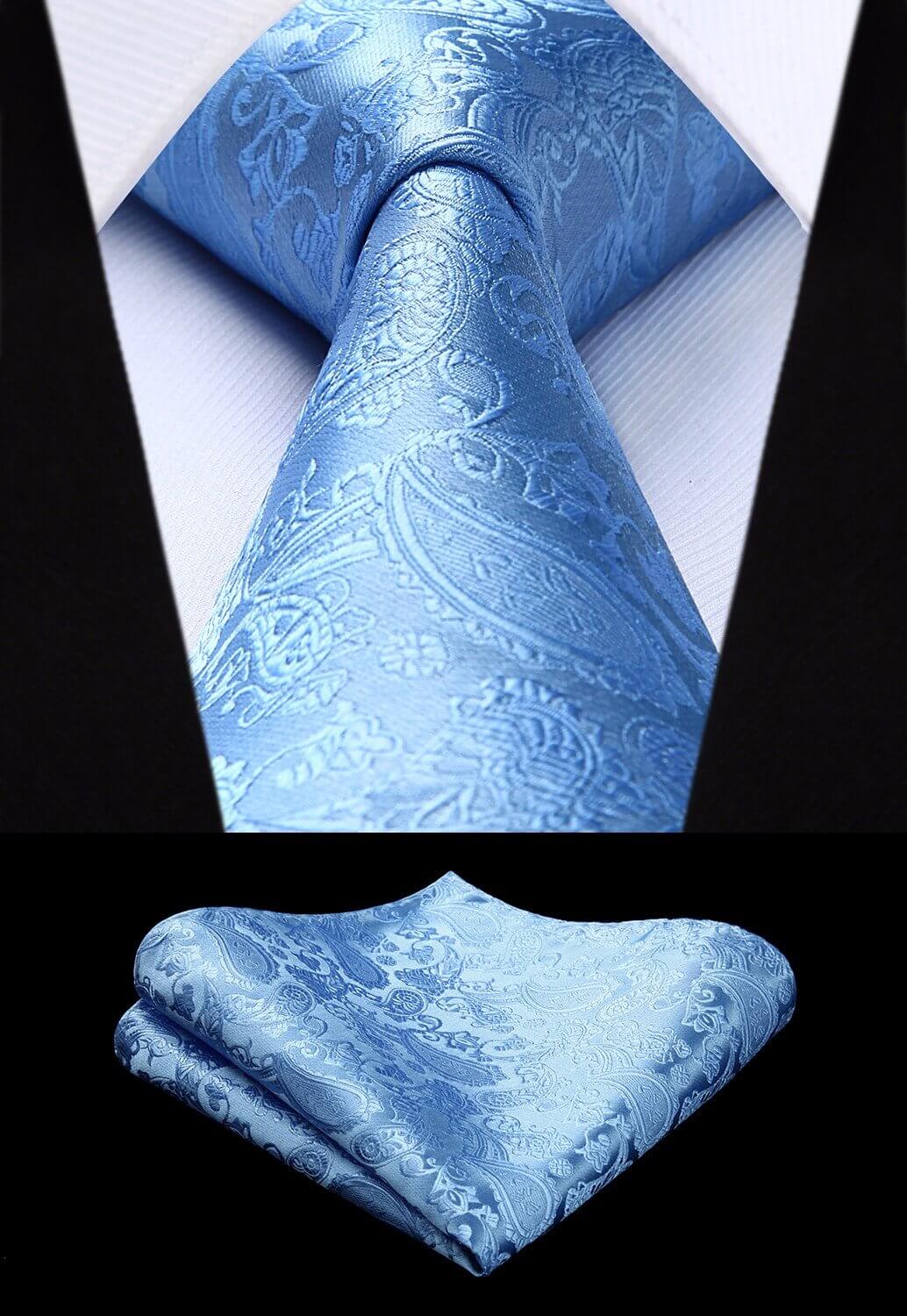 81ABjyraGqL 花がら メンズ 結婚式 ネクタイ セット おしゃれ 花柄 ペイズリー柄 青 ネクタイ チーフ セット 男性 プレゼント パーティー ファッション小物 父の日 ギフト 誕生日 誕生日プレゼント お父さん 旦那