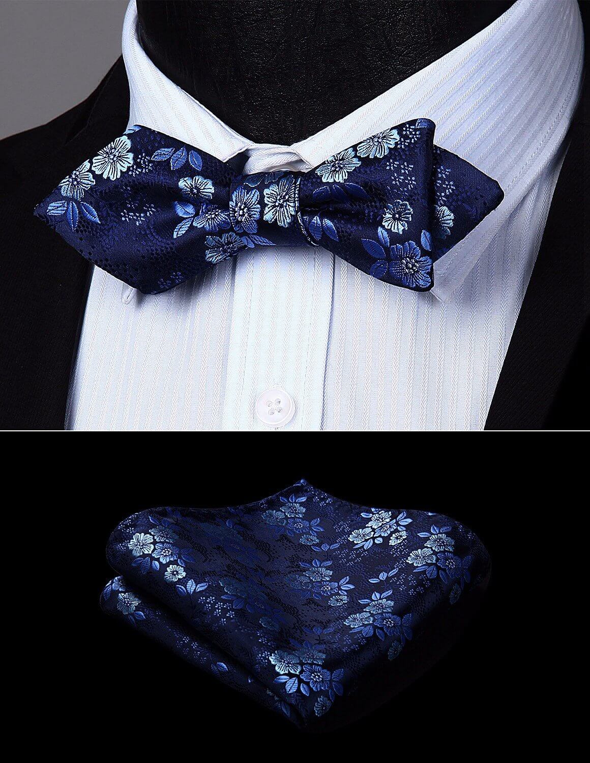 81nl8BR5GKL 花がら 花柄 蝶ネクタイ メンズ 結婚式 チーフ セット シルク プレゼント ギフト