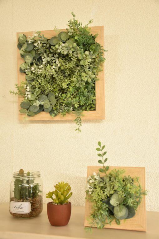 観葉植物 造花 ミニ インテリア 消臭 CT触媒 フェイクグリーン 人工 アーティフィシャルグリーン 植物 壁掛け 額 グリーンウォール