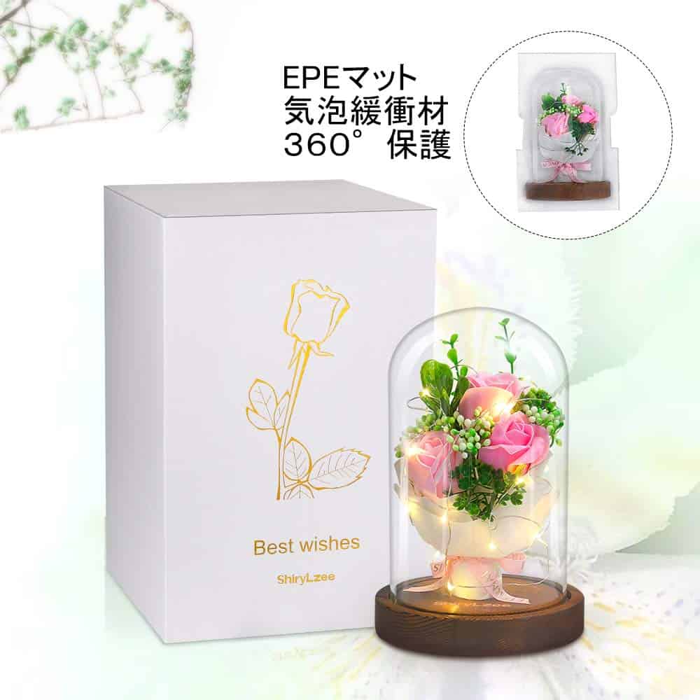 ガラスドーム バラ 造花 ホワイトデー お返し 誕生日 プレゼント 枯れない花 結婚記念日 ギフトボックス お祝い クリスマスプレゼント 記念日 昇進 開店 お見舞い