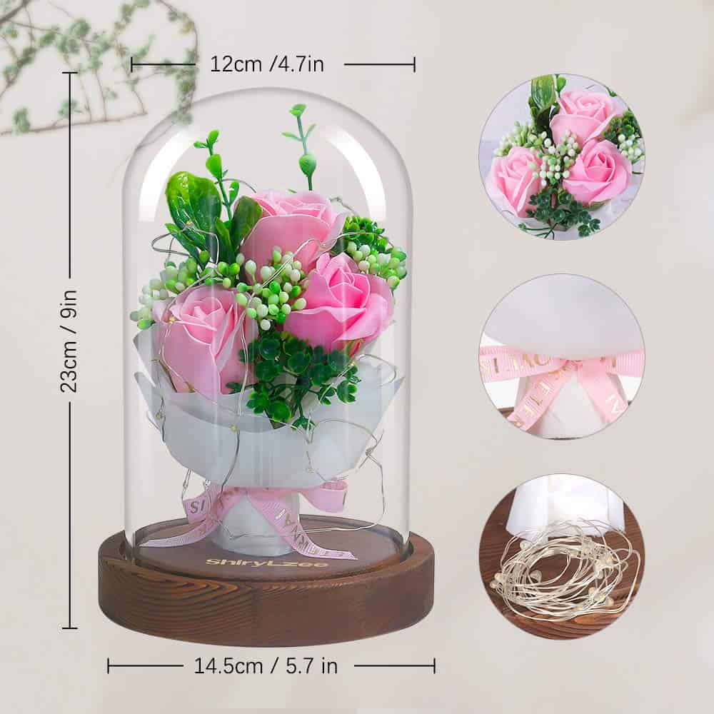 ガラスドーム バラ 造花 ホワイトデー お返し 誕生日 プレゼント 枯れない花 結婚記念日 ギフトボックス お祝い クリスマスプレゼント 記念日 昇進 開店 お見舞い