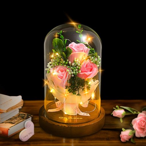バラ造花 薔薇 LEDライト 誕生日プレゼント　インテリア 枯れないバラ ピンク